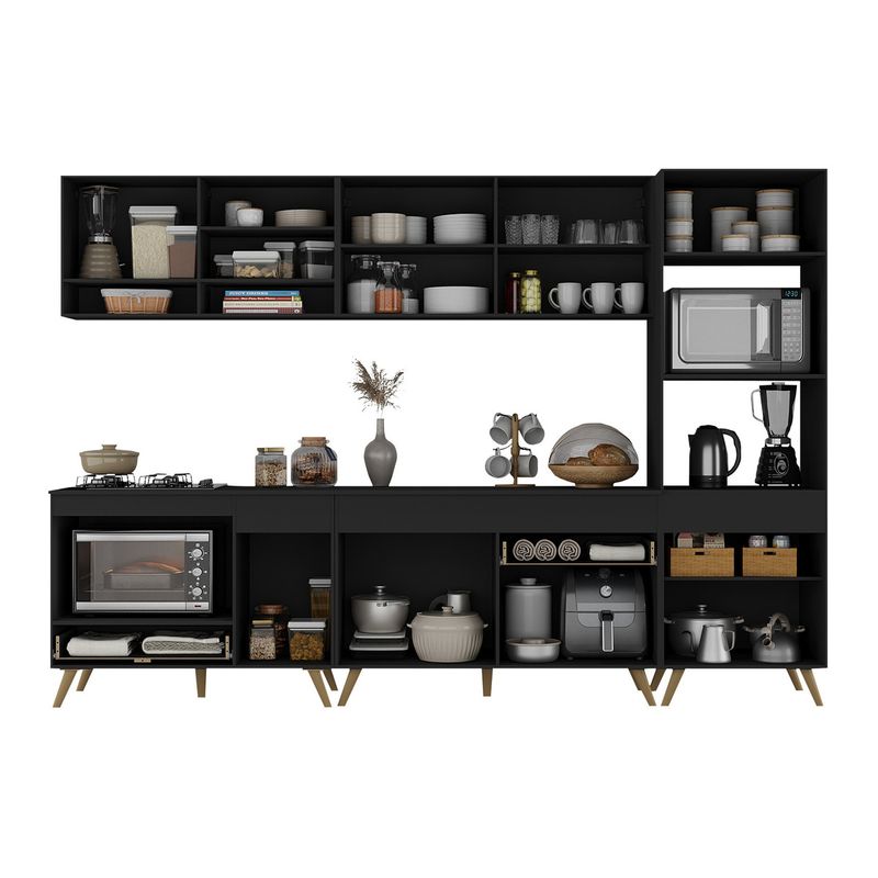 cozinha-modulada-completa-compacta-5-pcs-com-balcao-para-cooktop-veneza-multimoveis-mp2268-preto-dourado
