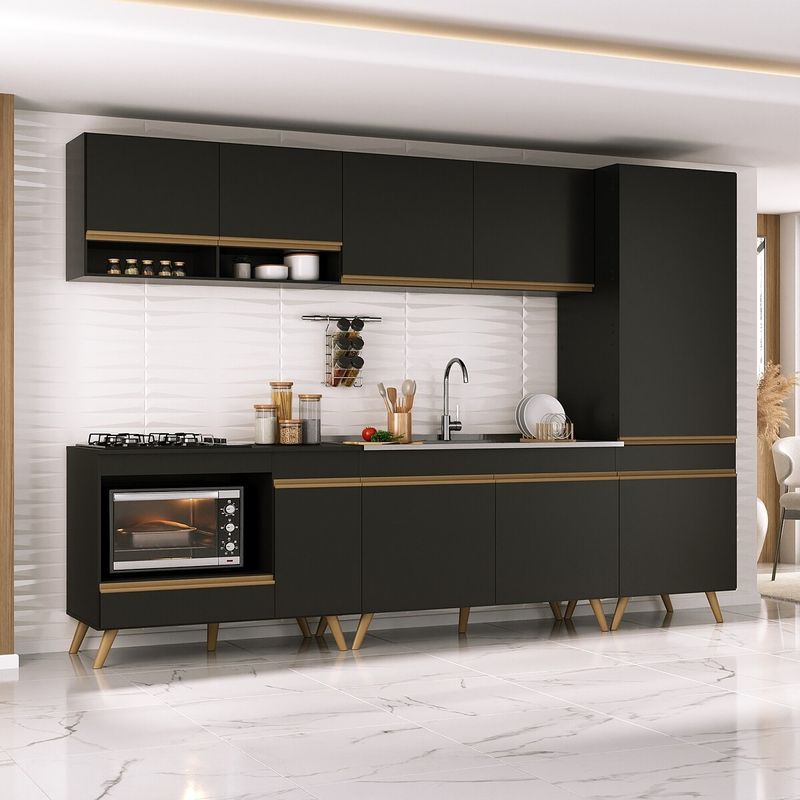 cozinha-modulada-completa-compacta-5-pcs-com-balcao-para-cooktop-veneza-multimoveis-mp2270-preto-dourado