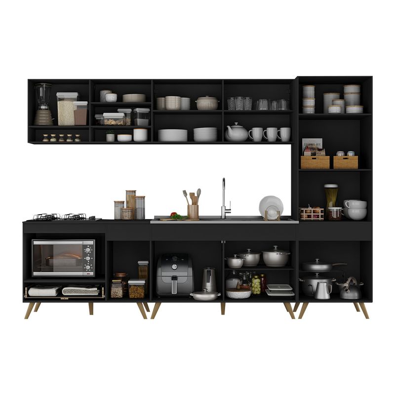 cozinha-modulada-completa-compacta-5-pcs-com-balcao-para-cooktop-veneza-multimoveis-mp2270-preto-dourado