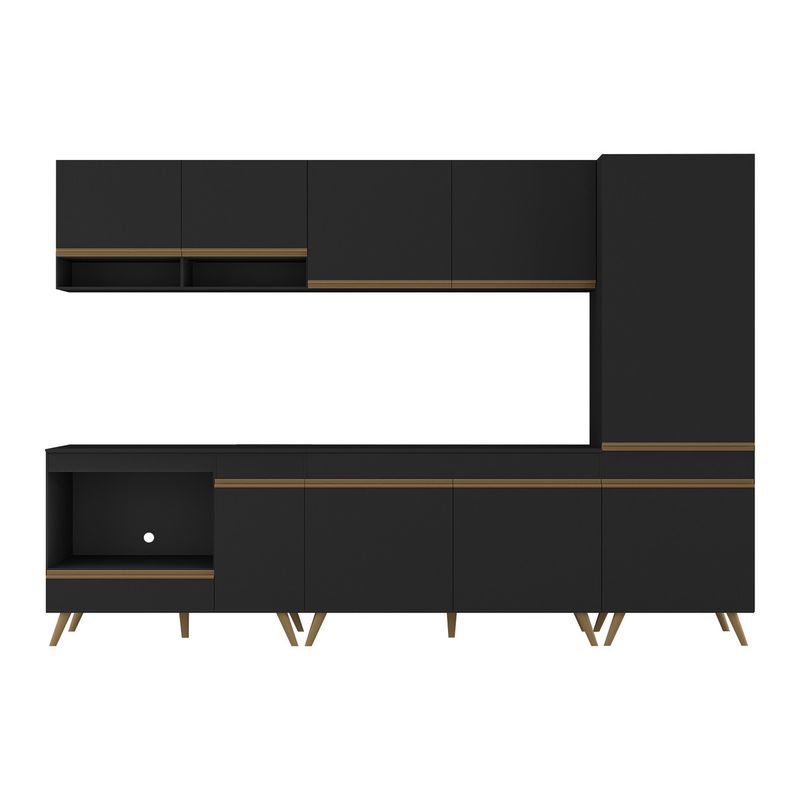 cozinha-modulada-completa-compacta-5-pcs-com-balcao-para-cooktop-veneza-multimoveis-mp2270-preto-dourado