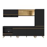 cozinha-modulada-completa-287cm-5-pcs-com-balcao-para-cooktop-veneza-multimoveis-mp2271-preto-dourado