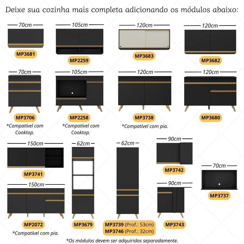cozinha-modulada-completa-357cm-6-pcs-com-balcao-para-cooktop-veneza-multimoveis-mp2272-preto-dourado