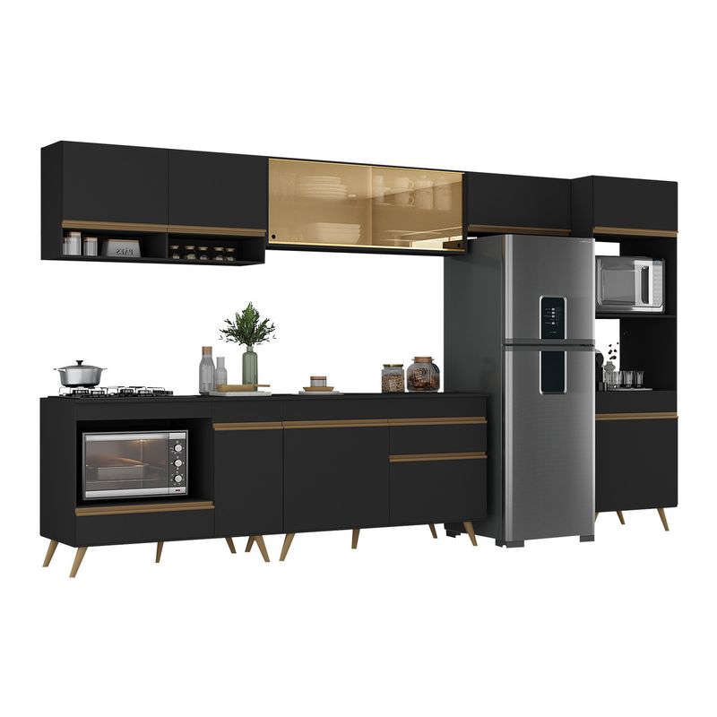armario-de-cozinha-modulada-completa-357cm-com-balcao-para-cooktop-veneza-multimoveis-mp2274-preto-dourado