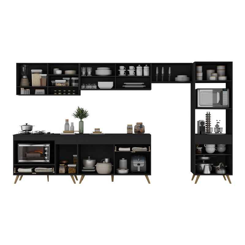 armario-de-cozinha-modulada-completa-357cm-com-balcao-para-cooktop-veneza-multimoveis-mp2274-preto-dourado
