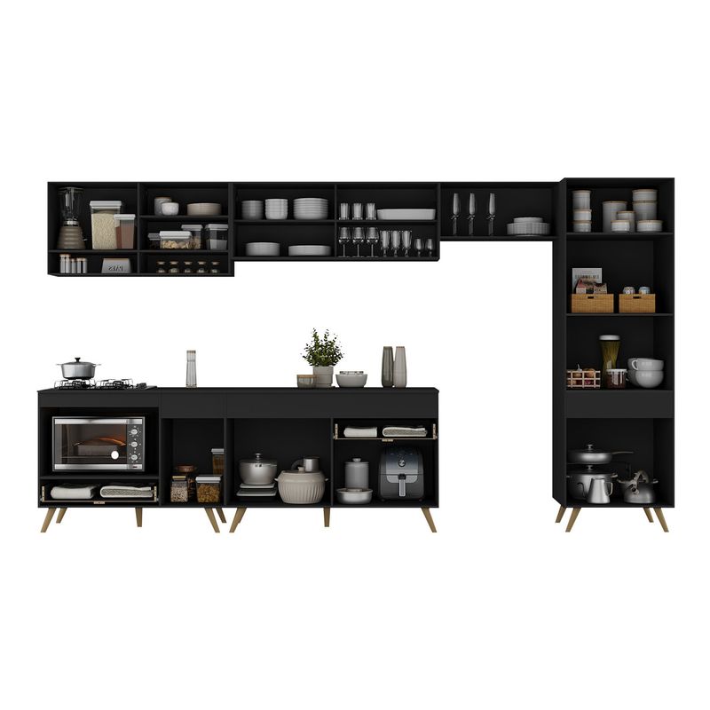 cozinha-modulada-completa-357cm-6-pecas-com-balcao-para-cooktop-veneza-multimoveis-mp2275-preto-dourado