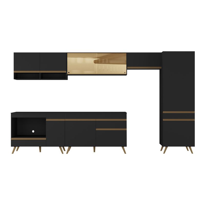 cozinha-modulada-completa-357cm-6-pecas-com-balcao-para-cooktop-veneza-multimoveis-mp2275-preto-dourado