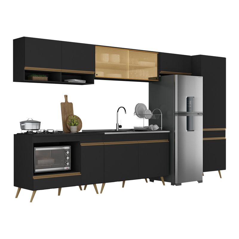 cozinha-modulada-completa-compacta-6-pcs-com-balcao-para-cooktop-veneza-multimoveis-mp2276-preto-dourado
