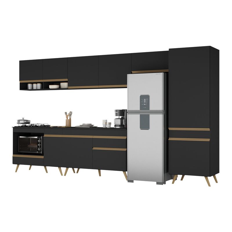 cozinha-modulada-completa-357cm-6-pecas-com-balcao-para-cooktop-veneza-multimoveis-mp2277-preto-dourado