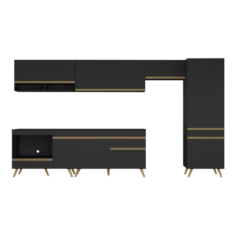 cozinha-modulada-completa-357cm-6-pecas-com-balcao-para-cooktop-veneza-multimoveis-mp2277-preto-dourado