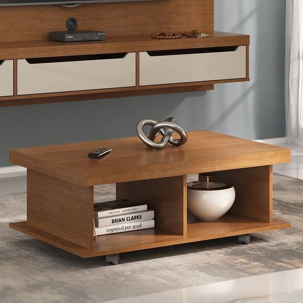 Mesa de Centro Retangular 90cm com Rodízios Multimóveis CR45307 Cinamomo