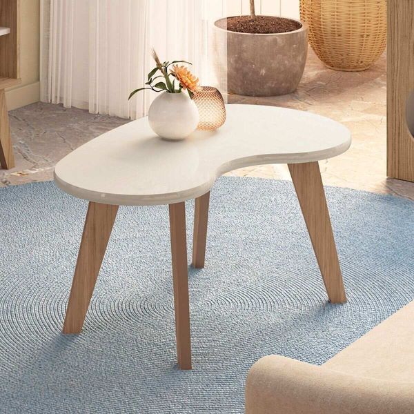 Mesa de Centro 91cm com Pés Retrô Multimóveis CR45312 Off White
