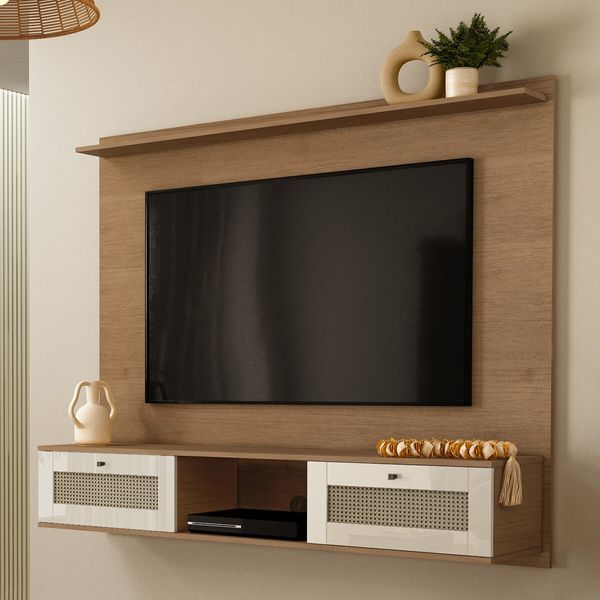 Painel com suporte para TV até 72 Polegadas 2 Portas Multimóveis CR45319 Cinamomo/Off White