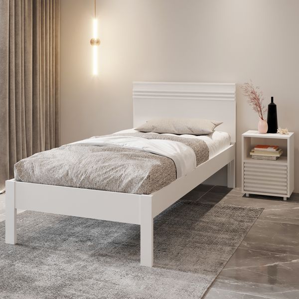 Cama de Solteiro para Colchão 88 x 188 cm Multimóveis CR35014 Branca