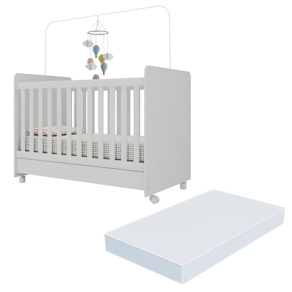 Berço Americano 3 em 1 com Colchão Incluso Chantilly Multimóveis BB0504BC Branco