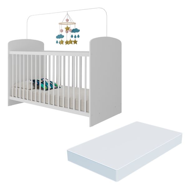 Berço com Colchão Incluso Sonho Multimóveis BB0515C Branco