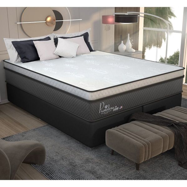 Cama Box Conjugado King com Colchão (193x72x203) Primeline HR Gazin CR35304 Preto