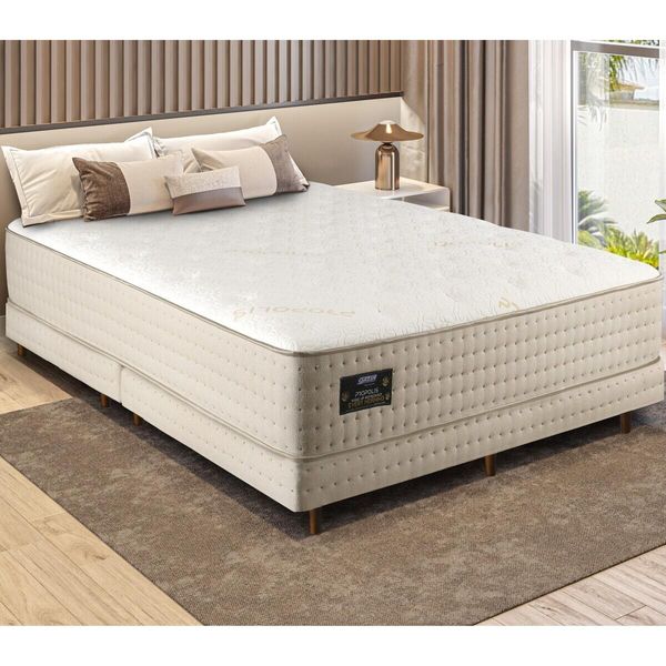 Cama Box Conjugado Queen com Colchão (158x61x198) Própolis Gazin CR35305 Cru