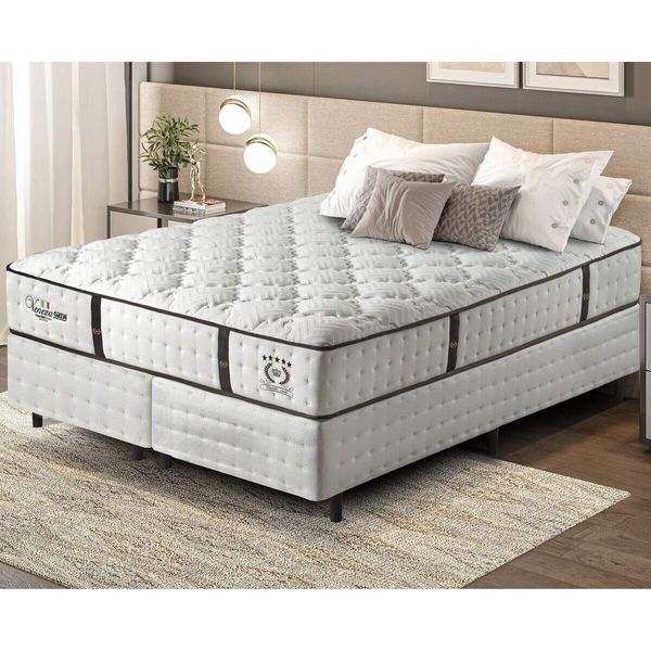 Cama Box Conjugado King com Colchão (193x69x203) Veneza II Gazin CR35310 Branco