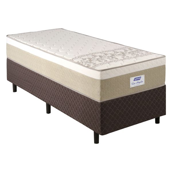 Cama Box Conjugado Solteiro com Colchão (88x62x188) Los Angeles Plus Gazin CR35328 Areia/Branco/Marrom