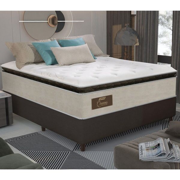 Cama Box Conjugado Casal com Colchão (138x73x188) Gazin CR35349 Bege/Marrom
