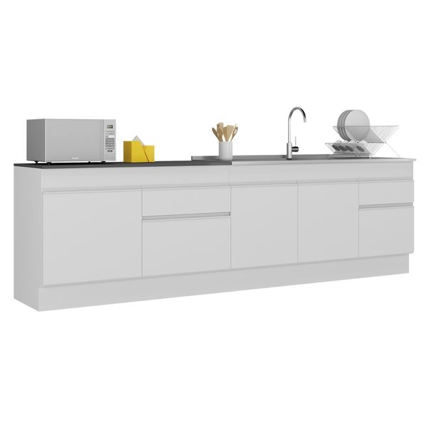 Kit Balcão de Cozinha para Pia 150cm e Balcão 120cm com Rodapés Veneza Multimóveis MP2286 Branco