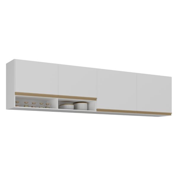 Kit Armário Cozinha Aéreo 105cm com Aéreo 120cm Veneza Multimóveis MP2292 Branco/Dourado