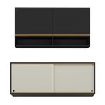 kit-armario-cozinha-aereo-105cm-e-aereo-120cm-com-portas-de-vidro-multimoveis-mp2293-preto-dourado