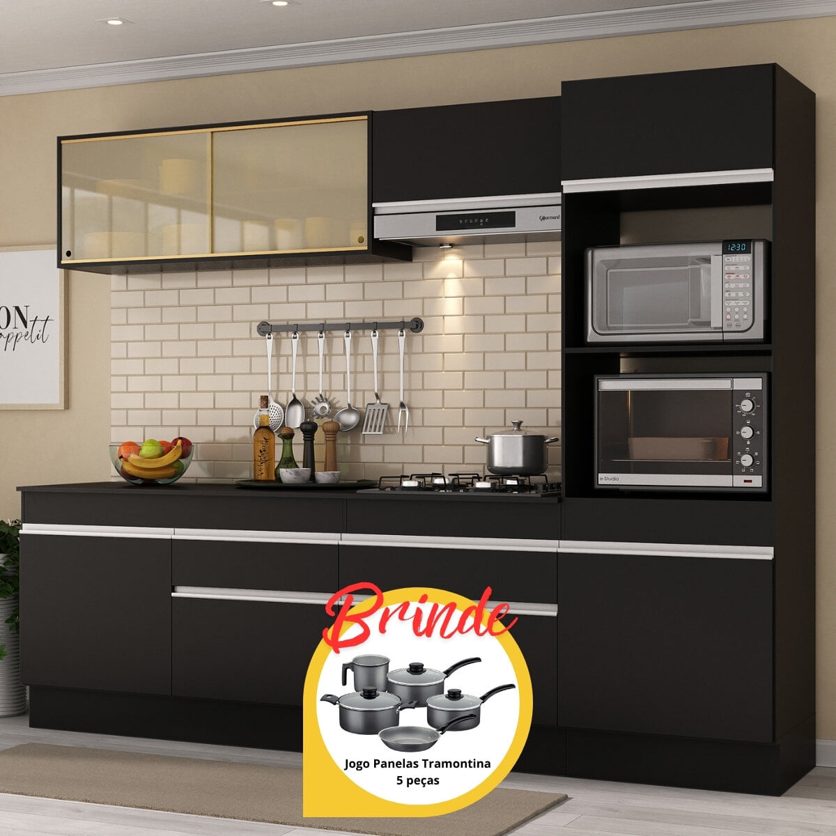 Armário Cozinha Completa 5 Pç c/Rodapé Made MP2181 Multimóveis +