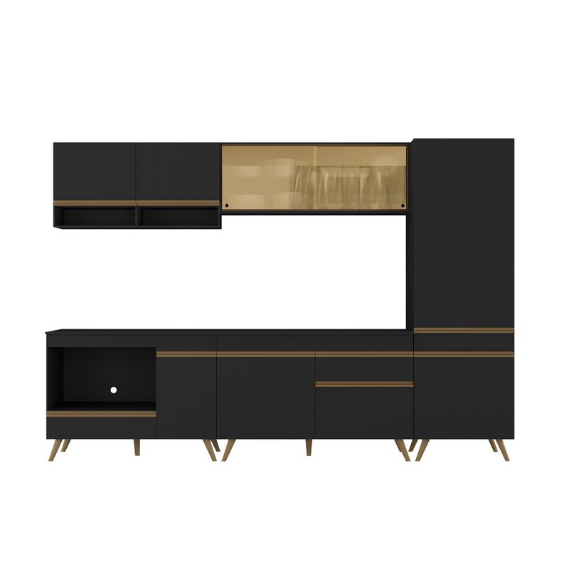 cozinha-modulada-completa-compacta-287cm-com-balcao-para-cooktop-veneza-multimoveis-mp2267-preto-dourado