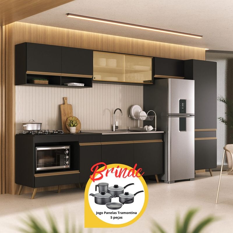 cozinha-modulada-completa-compacta-6-pcs-com-balcao-para-cooktop-veneza-multimoveis-mp2276-preto-dourado