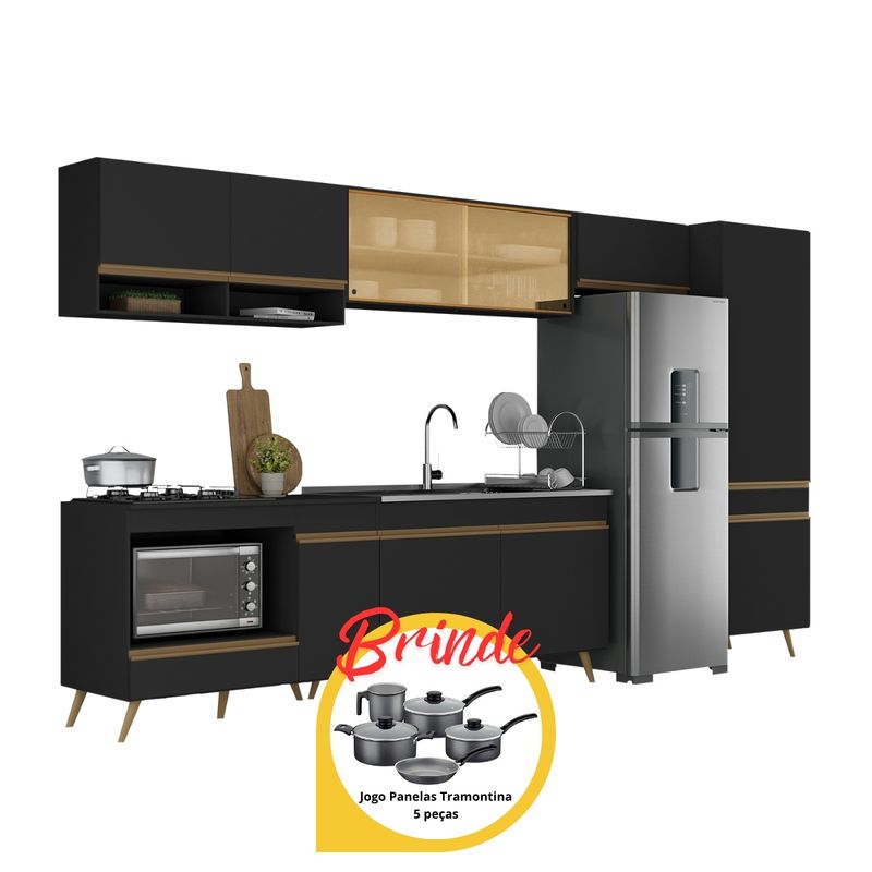 cozinha-modulada-completa-compacta-6-pcs-com-balcao-para-cooktop-veneza-multimoveis-mp2276-preto-dourado