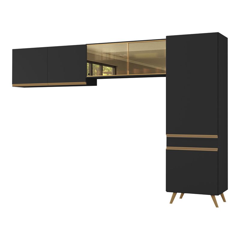 armario-cozinha-modulada-compacta-com-vidros-302cm-3-pecas-veneza-multimoveis-mp2299-preto-dourado