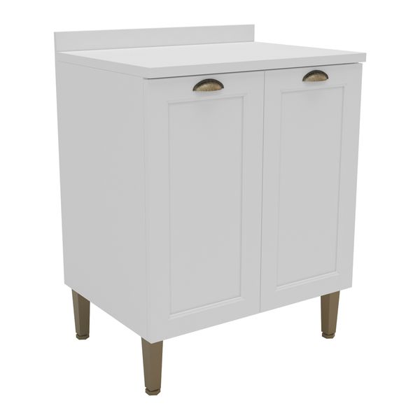 Balcão de Cozinha Americana com Tampo 70cm 2 Portas Multimóveis CR20485 Branco