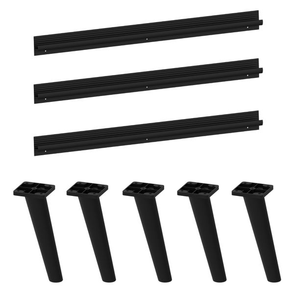 Kit 3 Puxadores com 5 Pés Palito Retrô para Balcão Cozinha 120cm Veneza Multimóveis MP2307 Preto