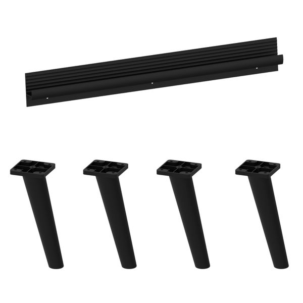 Kit Puxador com 4 Pés Palito Retrô para Balcão de Canto 90cm Veneza Multimóveis MP2311 Preto