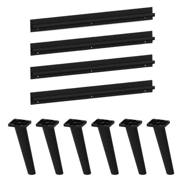 Kit 4 Puxadores com 6 Pés Palito Retrô para Balcão Cozinha 150cm Veneza Multimóveis MP2312 Preto