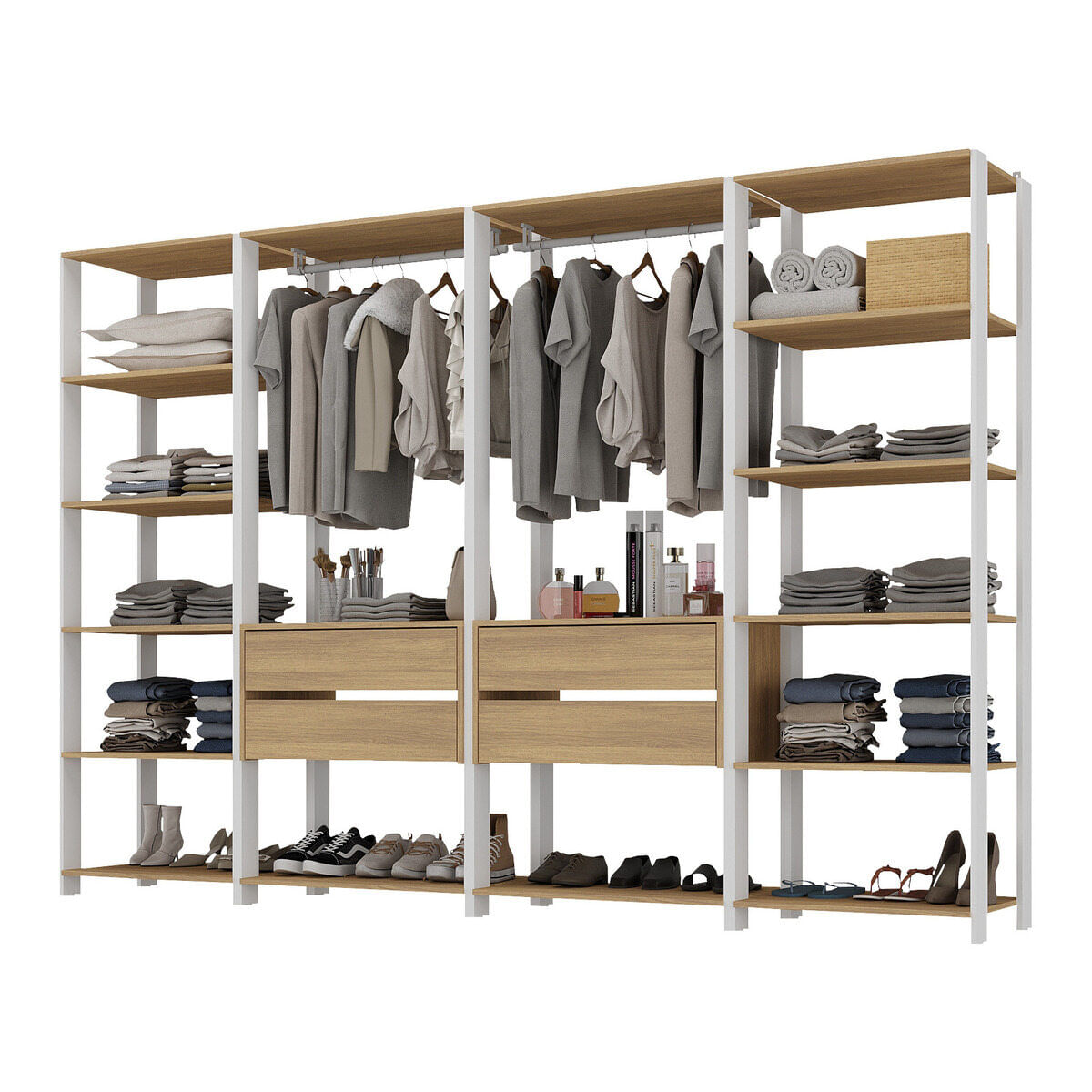 Closet Aberto Modulado Arara Organizadora com Cabideiro 270cm Allegra ...