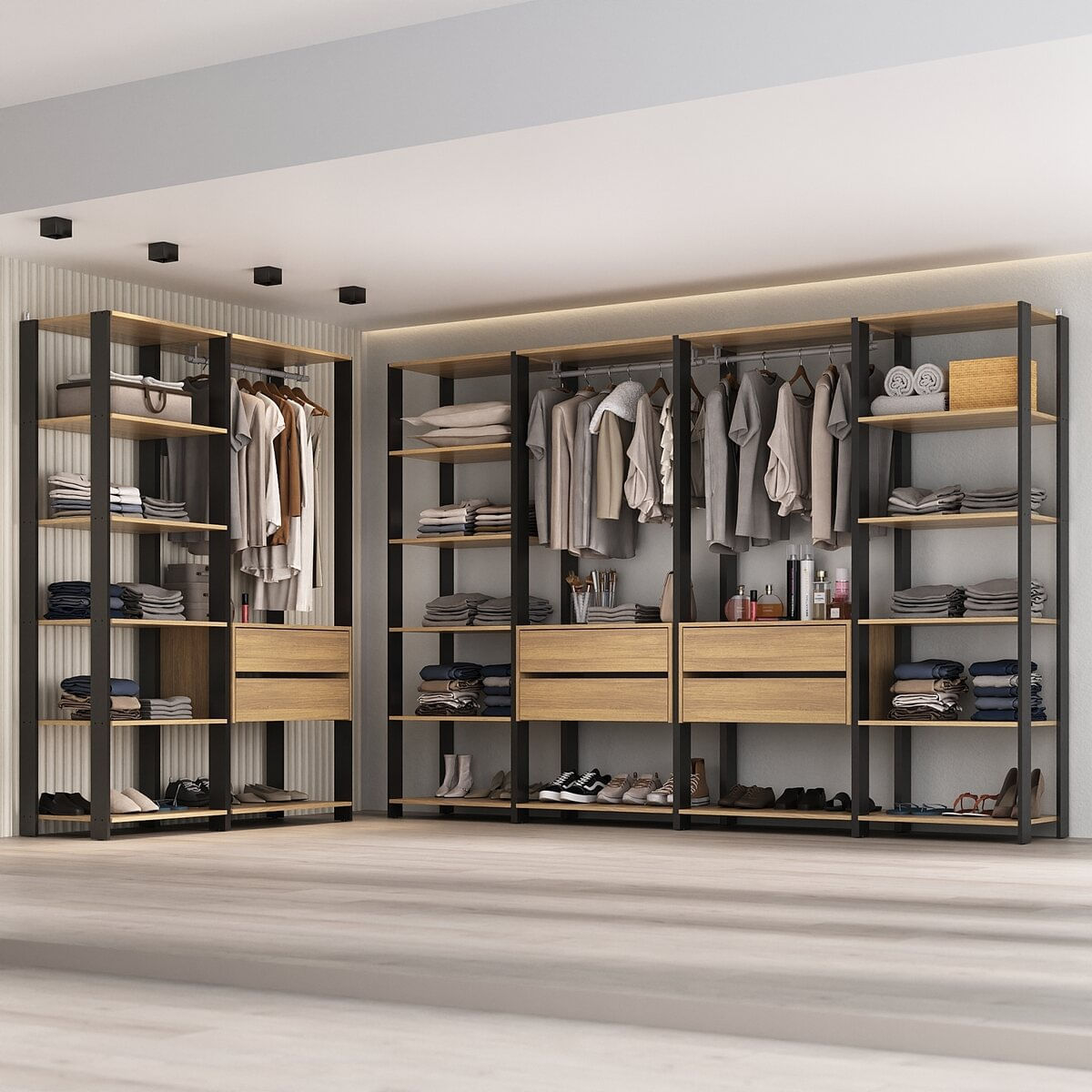 Closet Aberto Modulado Arara Organizadora com Cabideiro 405cm