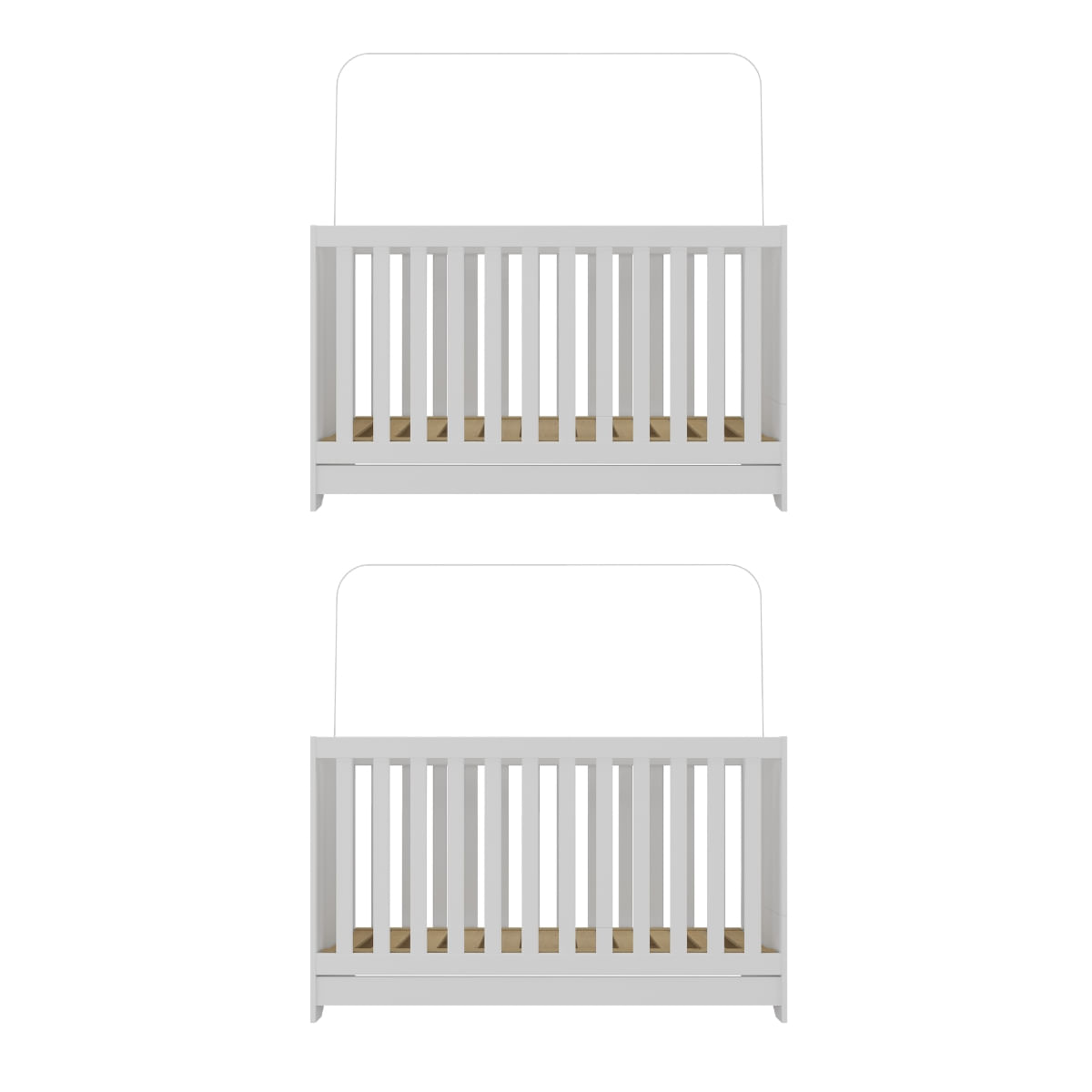 Encontraproduto.com.br - Kit Berço para Gêmeos 3 em 1 para Colchão 60x130cm Multimóveis MP4392 Branco