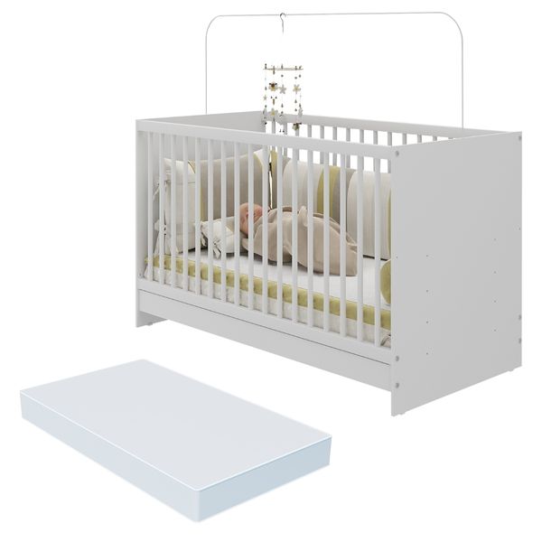 Berço 3 em 1 com Colchão Incluso Multimóveis MP4394 Branco