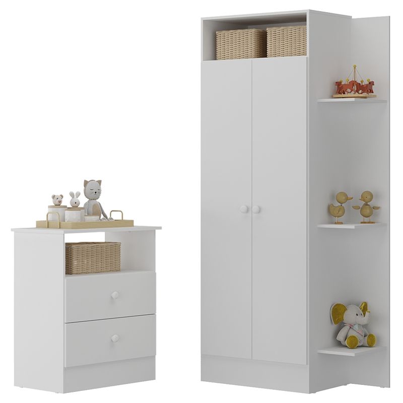Guarda-Roupas 2 Portas com Cômoda 2 Gavetas Multimóveis MP4264 Branco-1758906563251