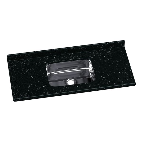 Pia de Cozinha Mármore Sintético 120x55cm com Cuba Aço Inox Multimóveis CR20472 Preto