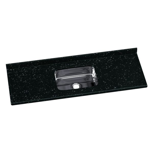 Pia de Cozinha Mármore Sintético 150x55cm com Cuba Aço Inox Multimóveis CR20474 Preto