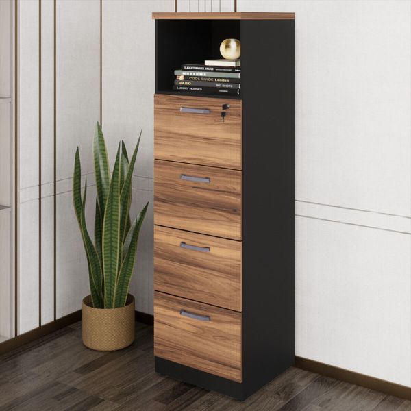 Armário de Escritório para Arquivos 46,5cm 4 Gavetas Multimóveis CR25295 Sevilha/Preto