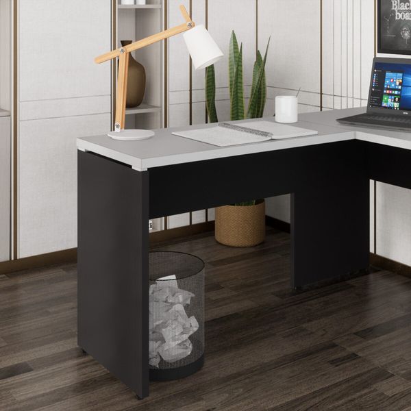 Mesa de Escritório Auxiliar 90cm Multimóveis CR25305 Cinza/Preto