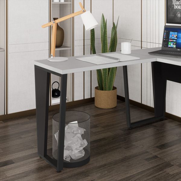 Mesa de Escritório Auxiliar 90cm Multimóveis CR25306 Cinza/Preto