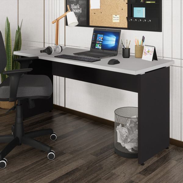 Escrivaninha Mesa de Escritório 150cm Multimóveis CR25318 Cinza/Preto