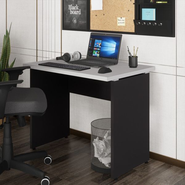 Escrivaninha Mesa Escritório 90cm Multimóveis CR25319 Cinza/Preto