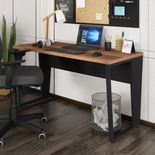 Escrivaninha Mesa de Escritório 135cm Multimóveis CR25328 Sevilha/Preto