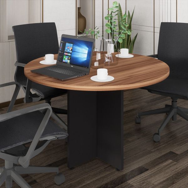 Mesa Escritório de Reunião 110cm Redonda Multimóveis CR25330 Sevilha/Preto